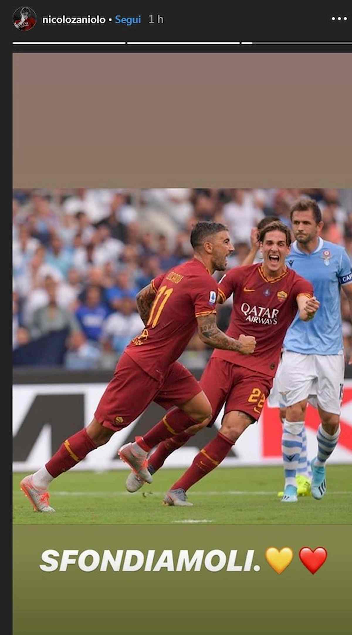Roma-Lazio, striscione contro Zaniolo e la mamma. Lui si sfoga su Instagram: "Li sfondiamo"