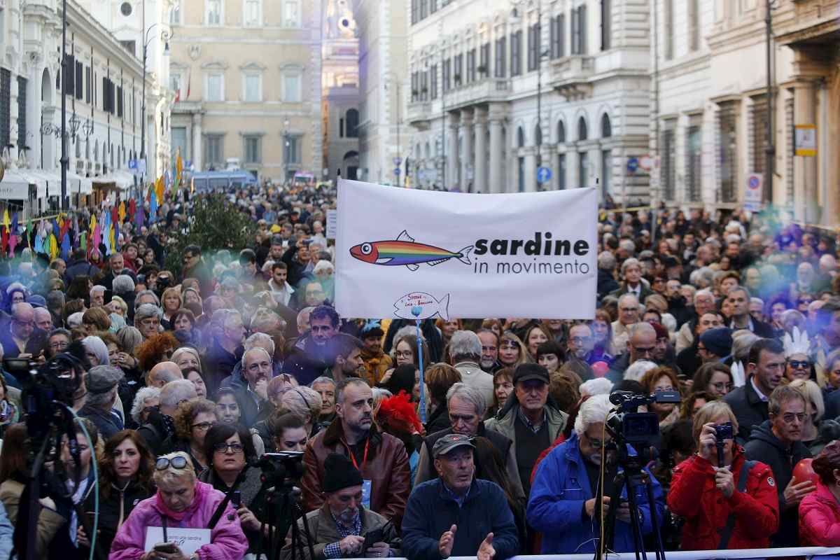 sardine in piazza a Roma