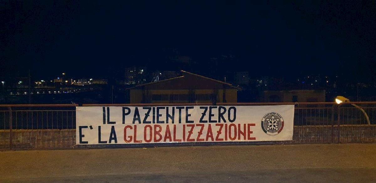 Coronavirus, striscioni Casapound in Piemonte: "Paziente zero è la globalizzazione"