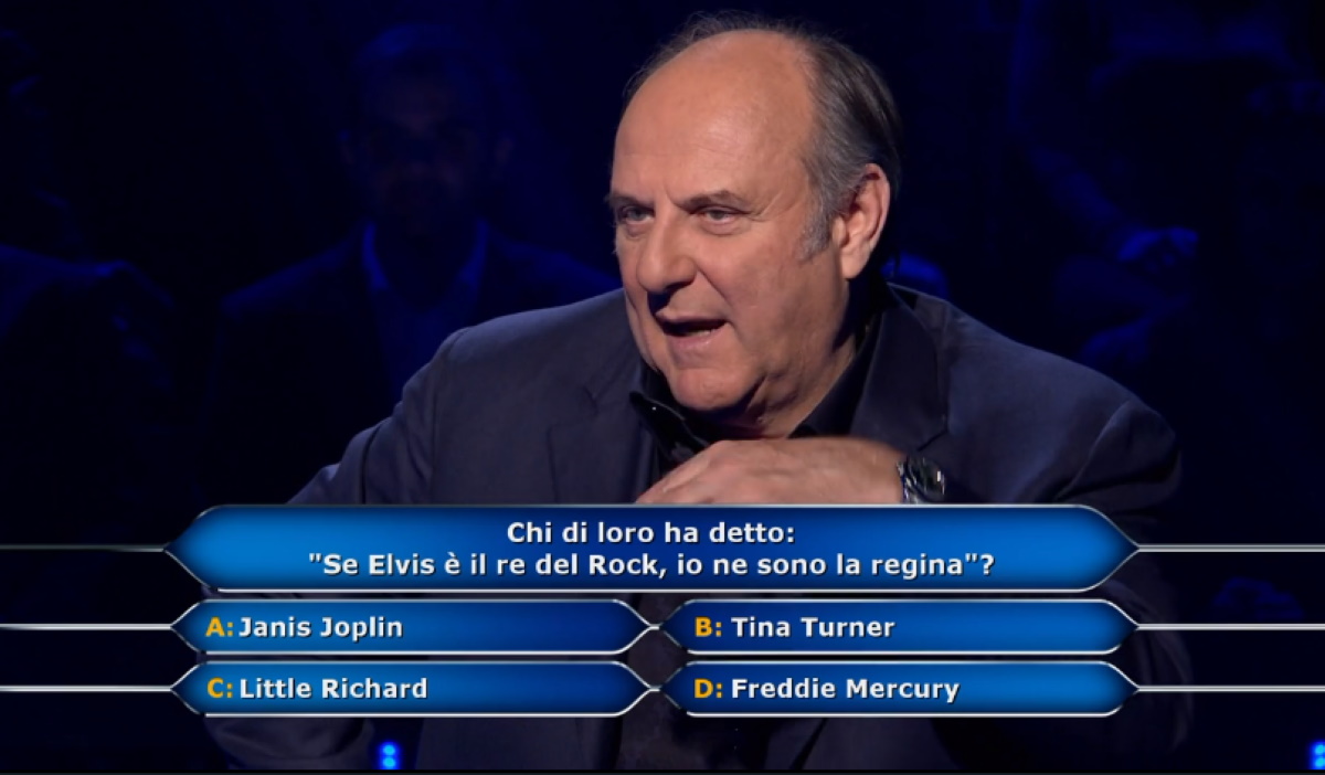 Chi vuol essere milionario, la domanda: Elvis è re del rock, io sono regina