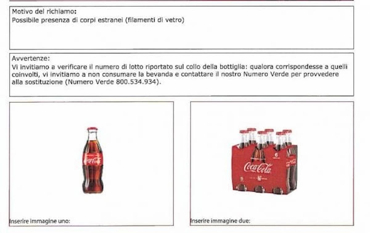Coca Cola Original Taste, "possibili filamenti di vetro nelle bottibglie": i lotti richiamati