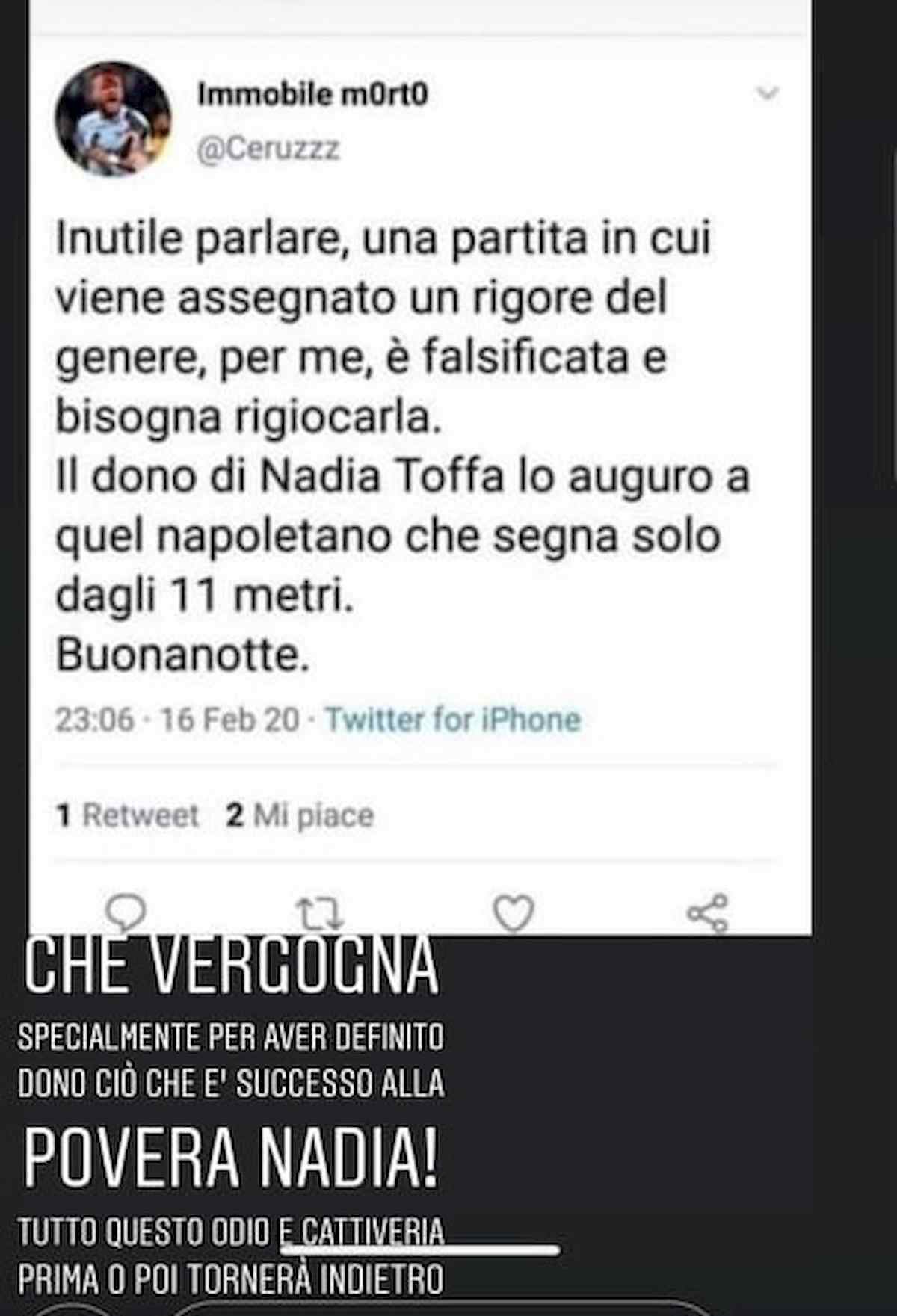 "Immobile muori di cancro come Nadia Toffa", la moglie Jessica denuncia questo orribile commento su Instagram