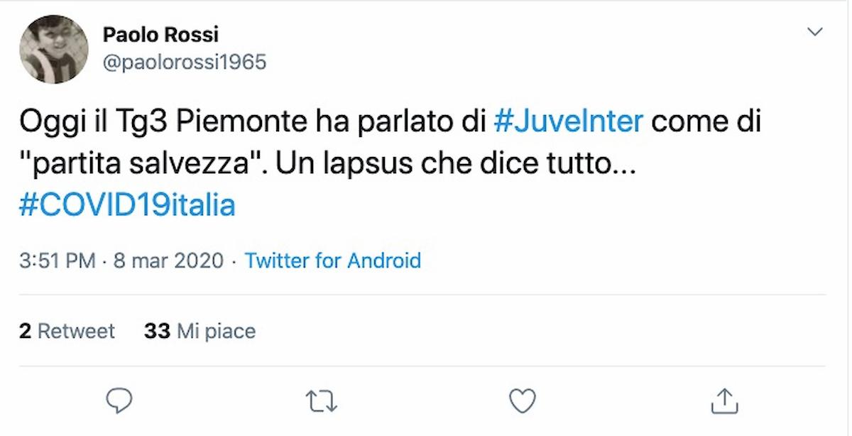 Rossi (JTV): "Juventus-Inter? Che lapsus del Tg3 Piemonte..."