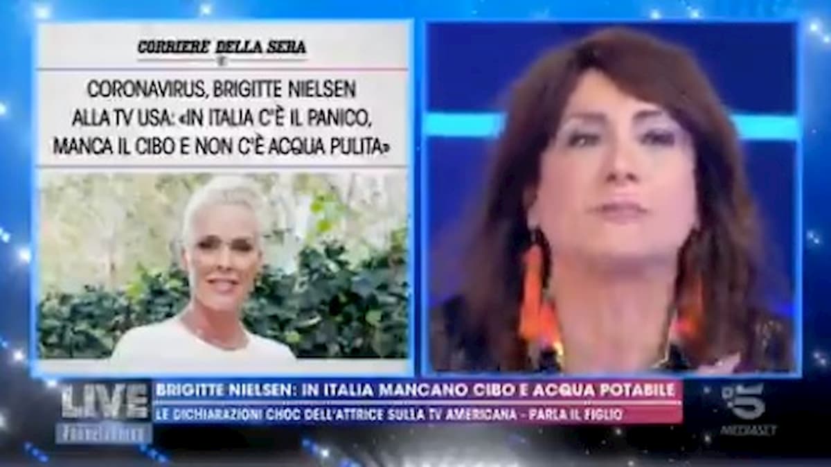 Coronavirus, la bufala di Brigitte Nielsen sull'Italia senza cibo e acqua. Il figlio a Live Non è la d'Urso: "E' stata fraintesa"