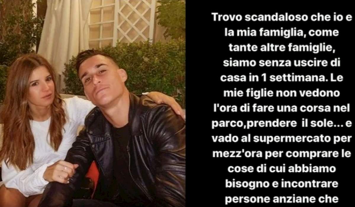 Coronavirus, la moglie di Callejon si sfoga su Instagram: "Noi restiamo a casa e voi anziani uscite. Non vi frega un c...?"