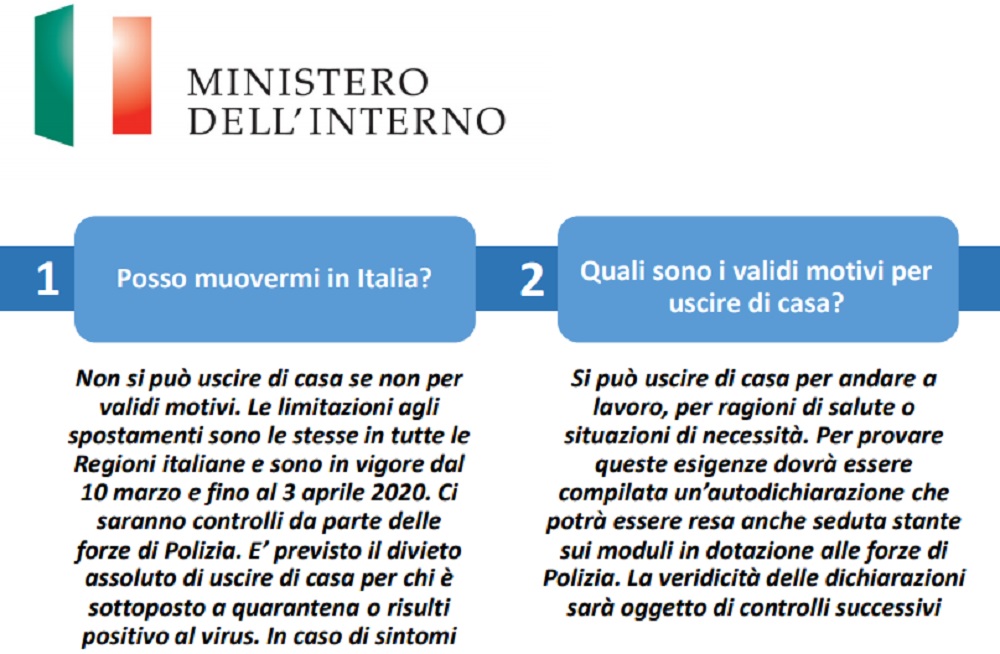 Coronavirus, posso uscire di casa? Le risposte del ministero dell'Interno