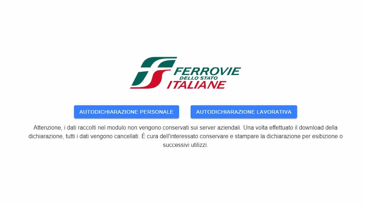 Coronavirus, Ferrovie dello Stato lancia app per autocertificazione in caso di spostamenti