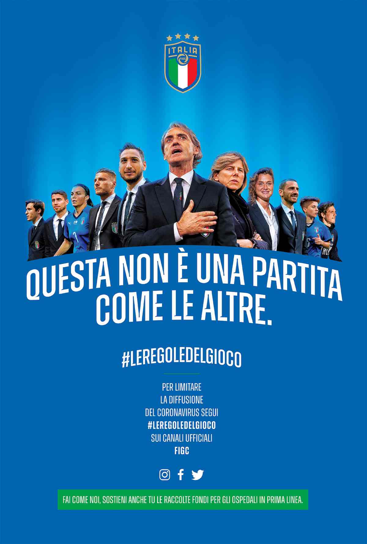 Coronavirus, la Nazionale scende in campo con #leregoledelgioco