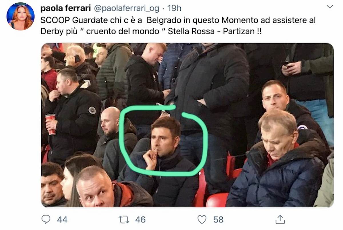 Paola Ferrari: "Alessandro Di Battista al derby di Belgrado" FOTO