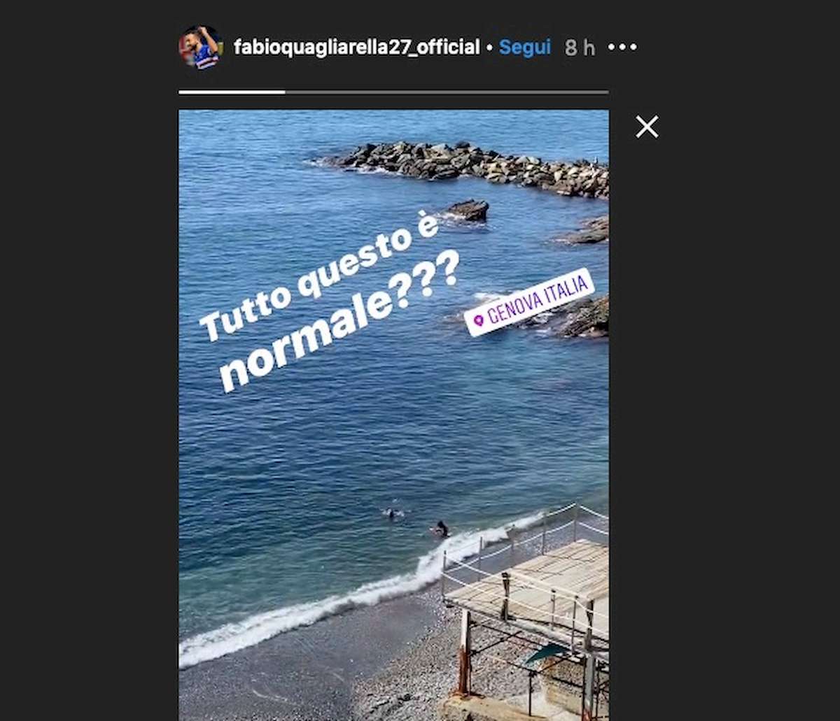 Coronavirus, Quagliarella furioso: "Si fanno il bagno sotto casa mia... vi sembra normale?"