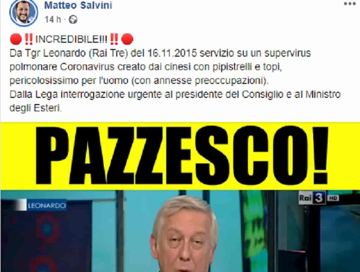 Coronavirus laboratorio dei complotti sempre incinto. Tra i papà anche Matteo Salvini