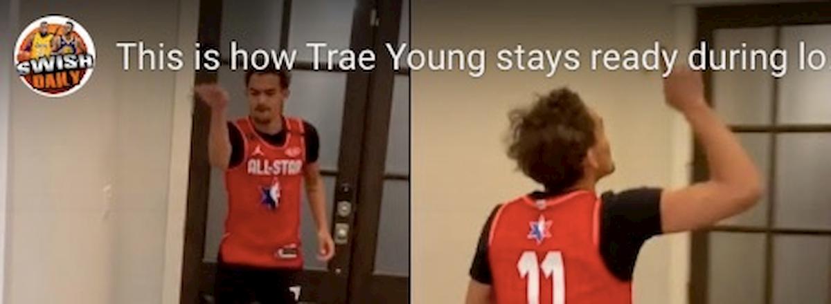 Coronavirus, lo strano allenamento domestico di Trae Young VIDEO