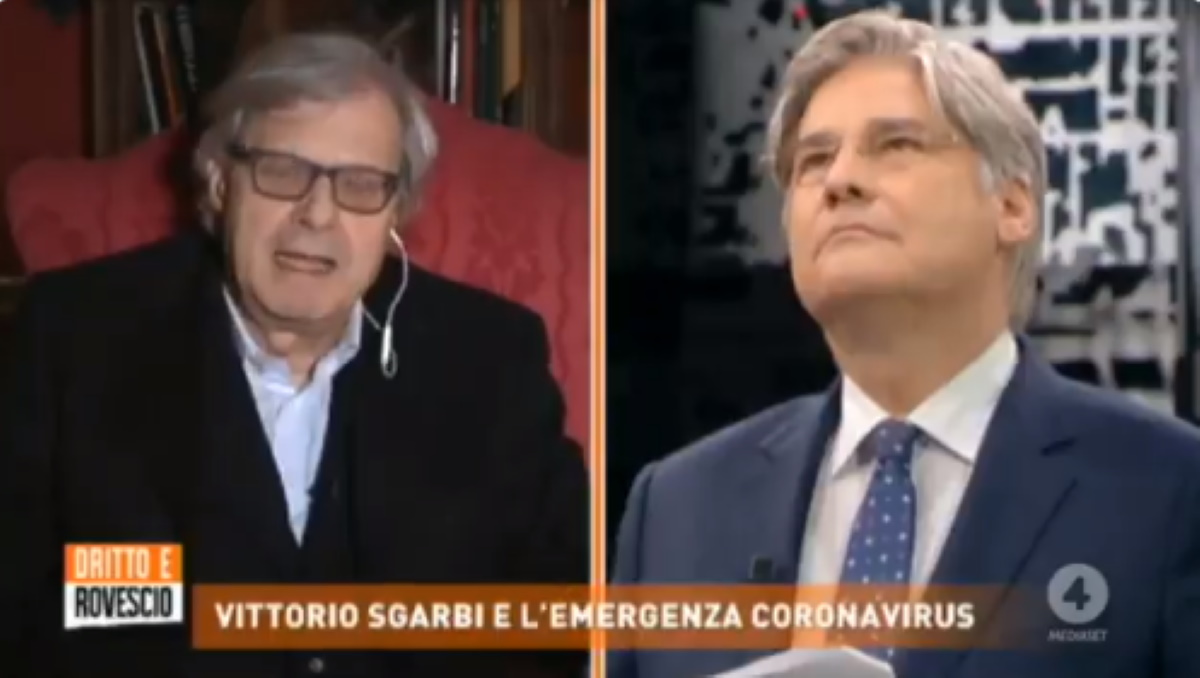 Vittorio Sgarbi a Dritto e Rovescio: emergenza coronavirus? restare a cas