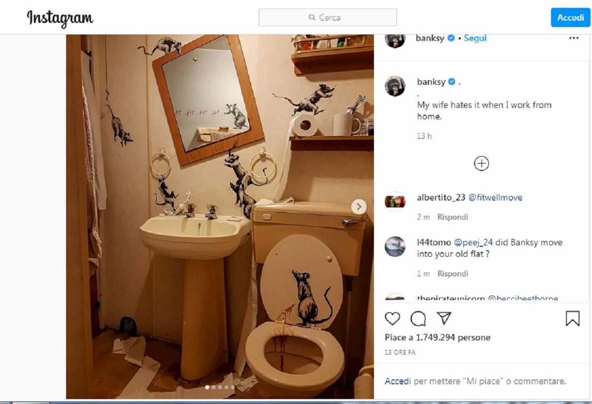 banksy disegna ratti al bagno