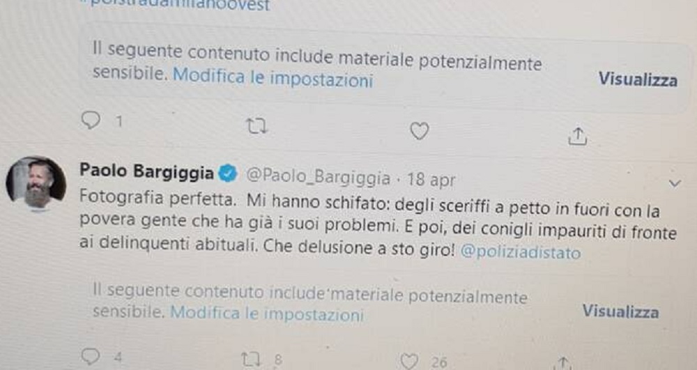 Paolo Bargiggia: "Poliziotti bulli con i deboli". Il sindacato di Polizia gli risponde così