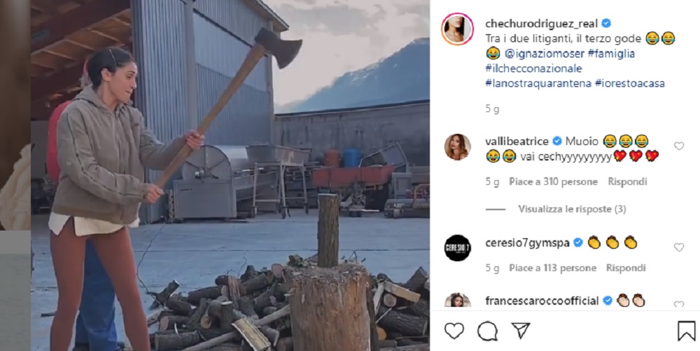 Cecilia Rodriguez e la quarantena con Ignazio Moser a il padre Francesco