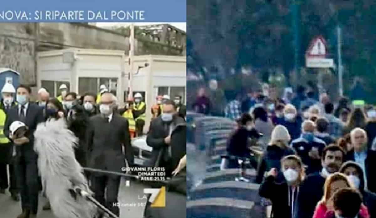 Genova inaugurazione Ponte folla che si pigia intorno a Conte, Napoli folla che passeggia. L'Italia che non si tiene