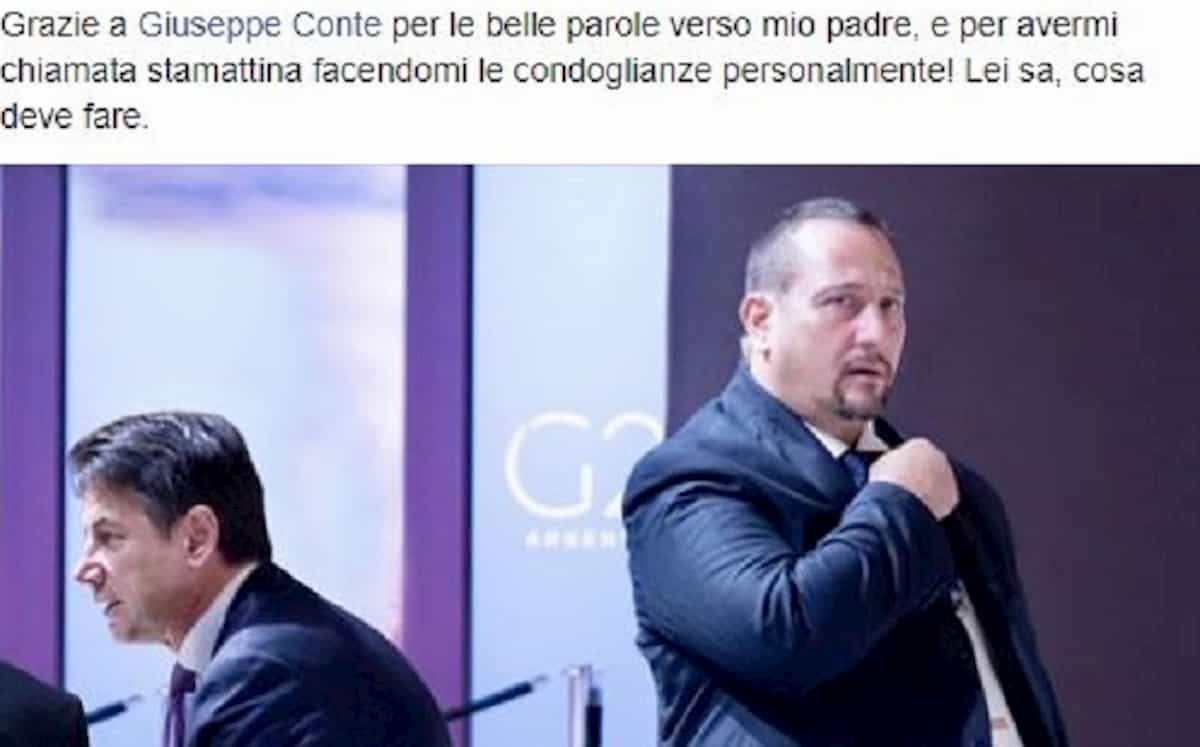 Figlia dell'agente Giorgio Guastamacchia lo ricorda su Facebook. E Conte la chiama