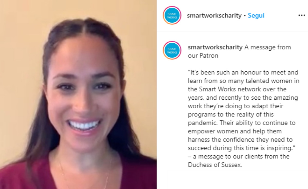 Meghan Markle per Smart Works aiuta una ragazza in videocall