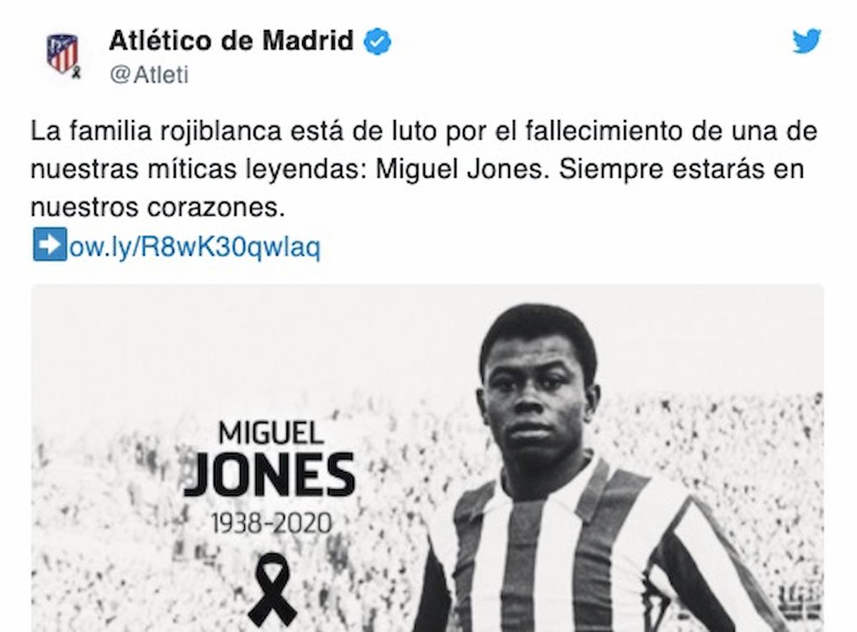 Miguel Jones è morto, è stato una leggenda dell'Atletico Madrid