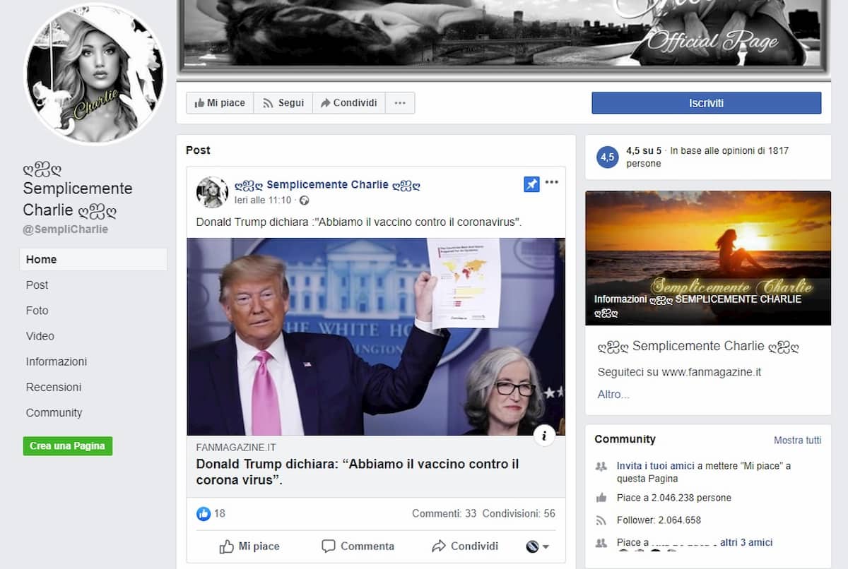 Le pagine Facebook che diffondono in Italia disinformazione sul Coronavirus