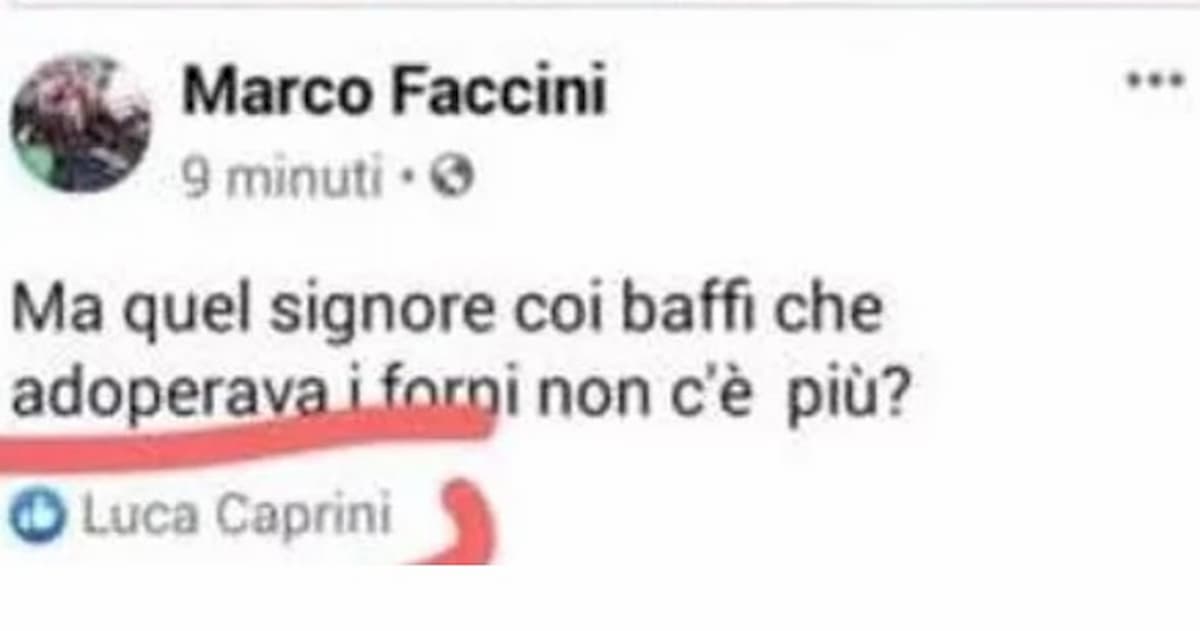 Luca Caprini (Lega) mette like ad un post sui forni crematori