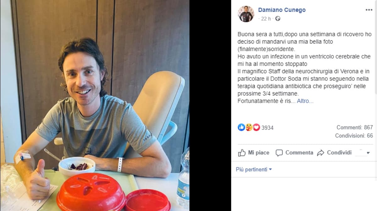 Damiano Cunego ricoverato, infezione per ex vincitore Giro D'Italia