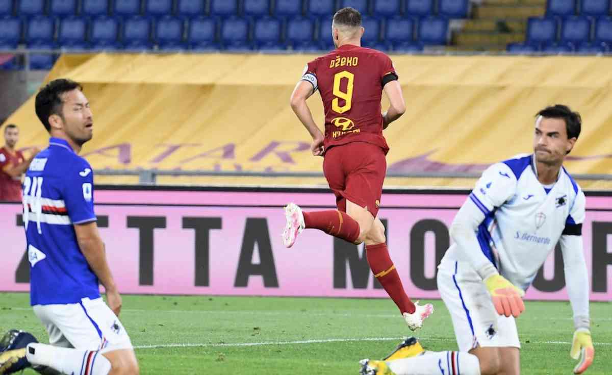 Roma-Sampdoria 2-1, decisiva doppietta Dzeko