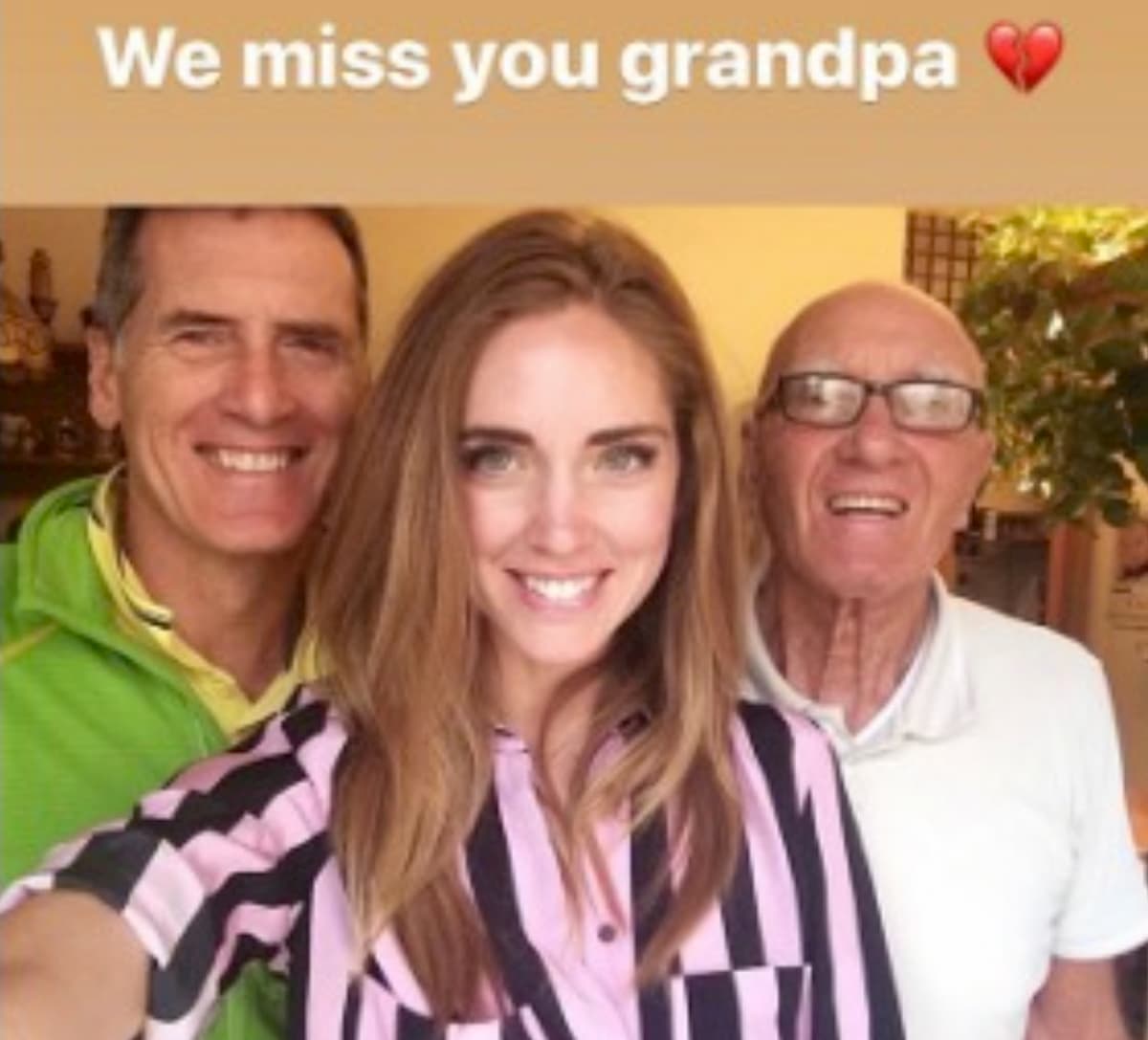 Chiara Ferragni, la dedica commovente al nonno morto: "Ci manchi"