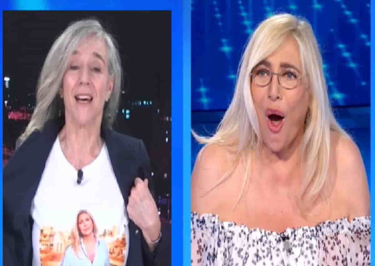 Domenica In, Giovanna Botteri con la maglia con il volto di Mara Venier