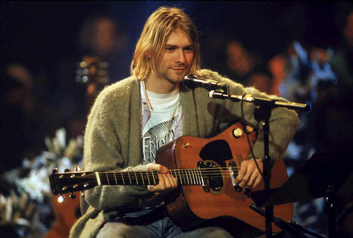 Kurt Cobain durante l'Mtv Unplugged del 1993