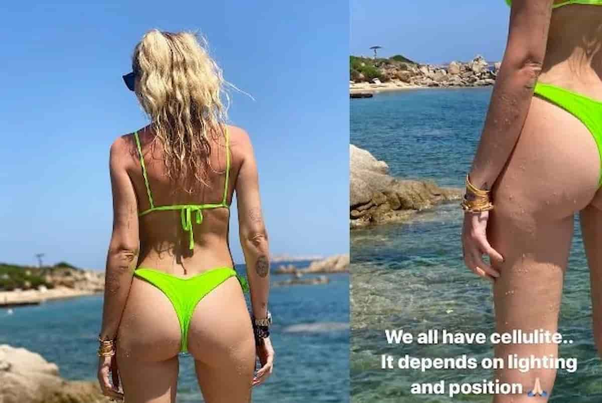 Chiara Ferragni in tanga mostra la cellulite sul lato B