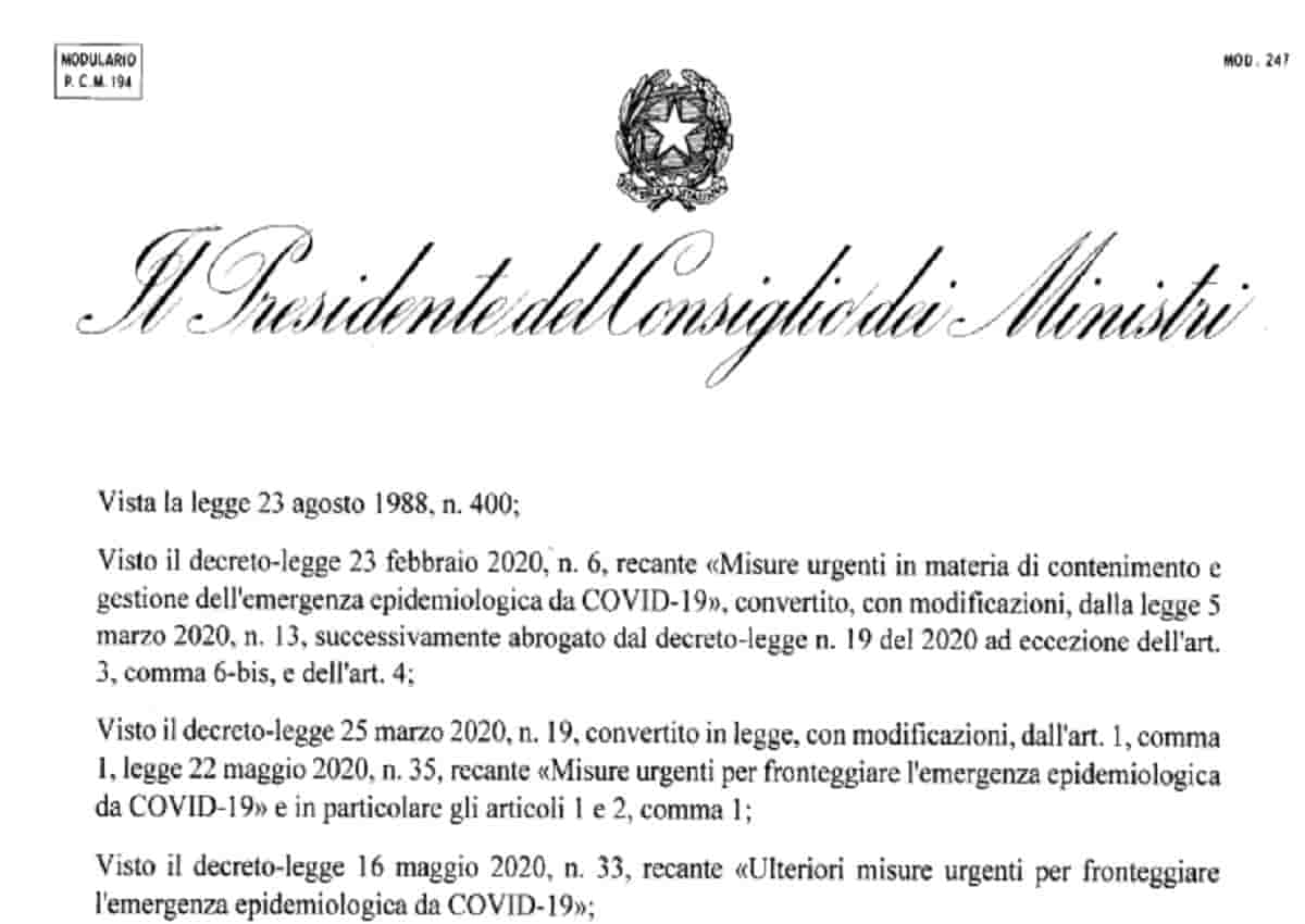 Coronavirus, il nuovo Dpcm