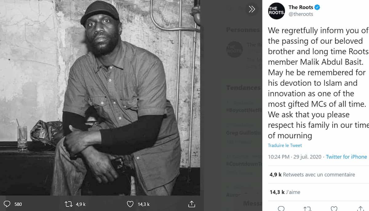 Malik B, rapper dei Roots, è morto