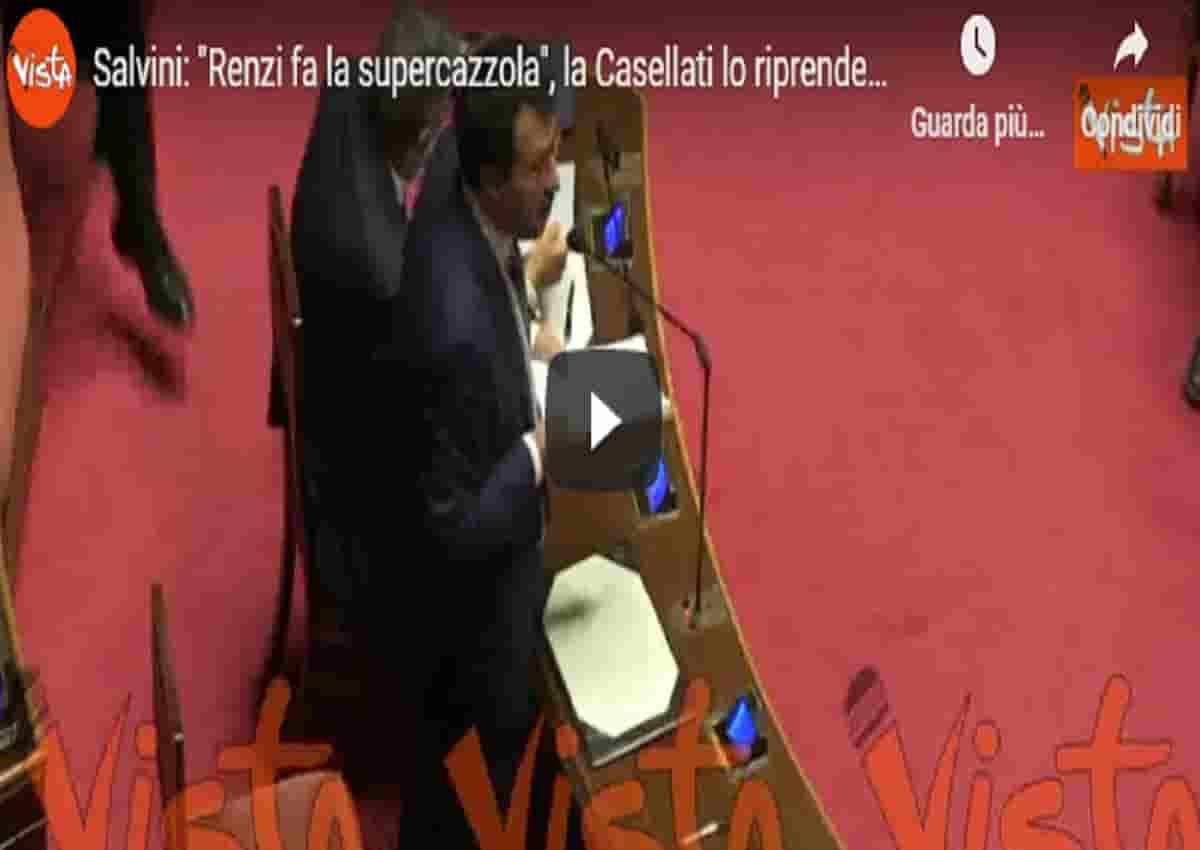 Matteo Salvini e le parole su Renzi al Senato