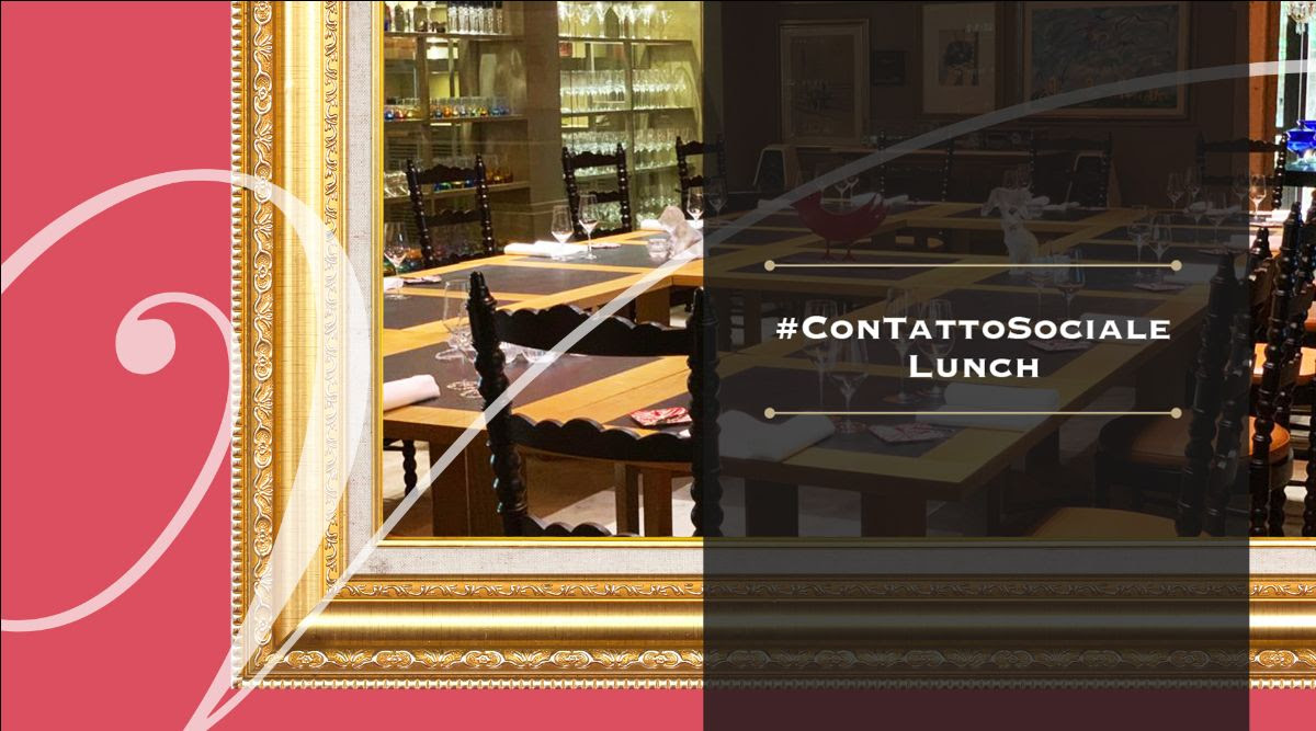 Pranzo a Casa Vissani, tavola conviviale con la proposta "Contatto Lunch"