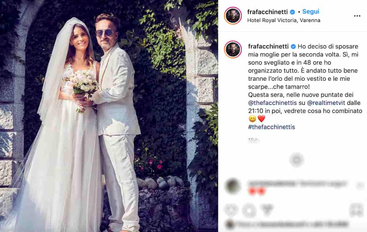 Francesco Facchinetti, matrimonio bis