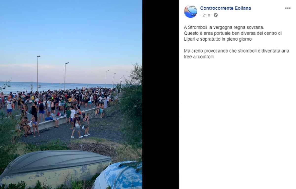 stromboli assembramenti, foto Facebook