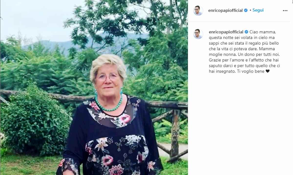 enrico papi, mamma morta