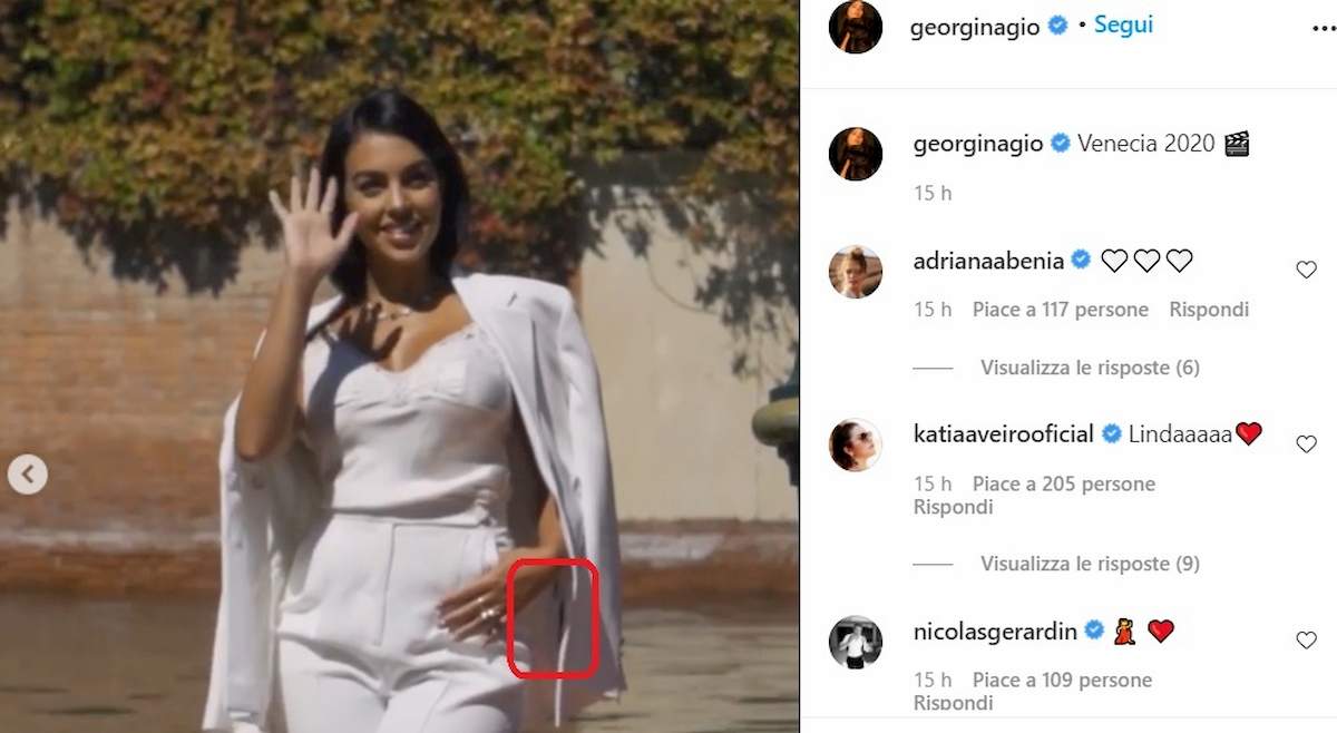 georgina rodriguez etichetta sull'abito