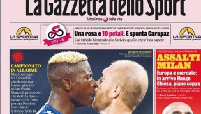 Masiello non è positivo al coronavirus. La foto simbolo del faccia a faccia con Osimhen