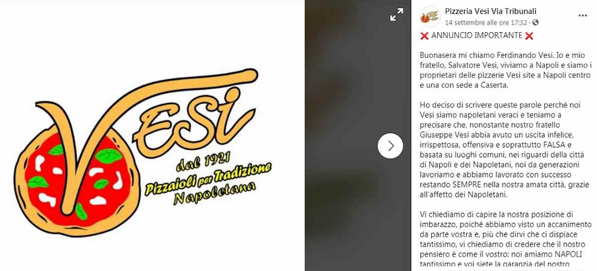Pizzeria Vesi , il post