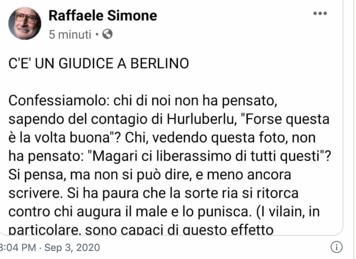 Berlusconi, il post del linguista Raffaele Simone: "Chi non ha pensato: forse è la volta buona?"