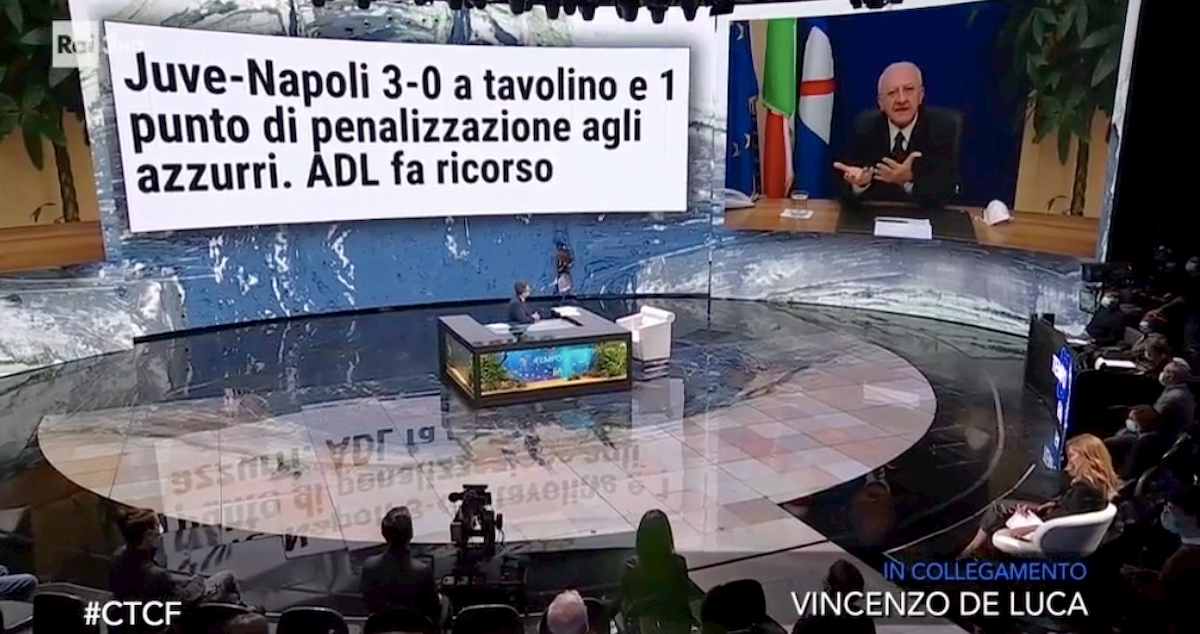 De Luca a 'Che tempo che fa': "Juventus-Napoli 3-0 a tavolino? Sentenza limpida come una scodella bagna cauda" VIDEO