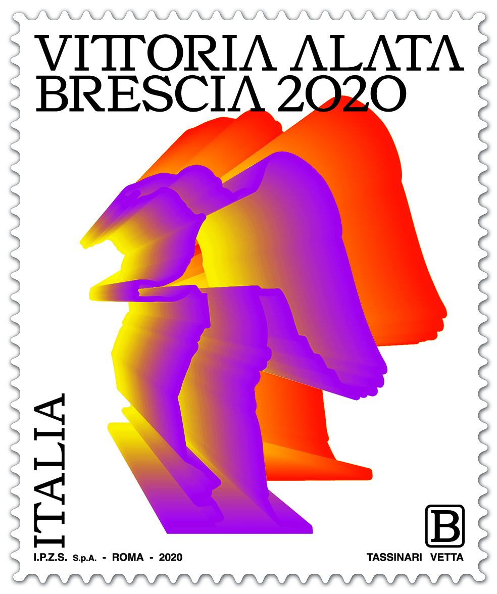 Francobollo di Poste Italiane dedicato alla Vittoria alata di Brescia