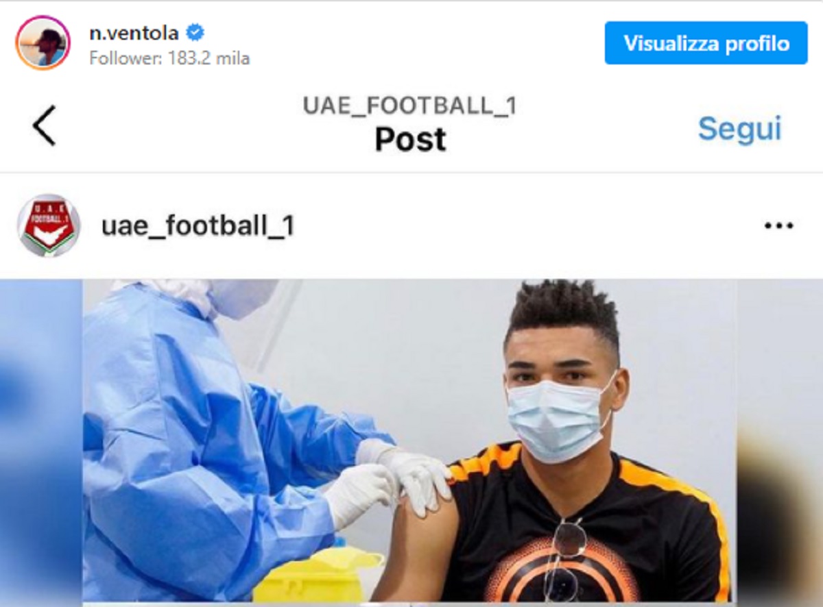 Ventola attaccato sui social per il post sul vaccino anti Covid negli Emirati Arabi