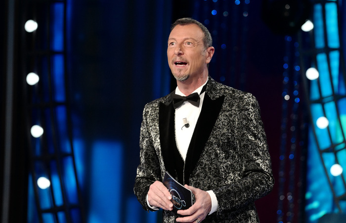 Amadeus a Sanremo, foto Ansa