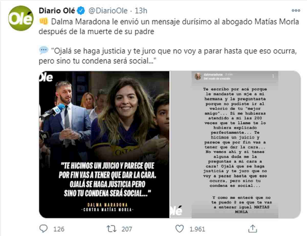 dalma maradona contro l'ex avvocato del padre