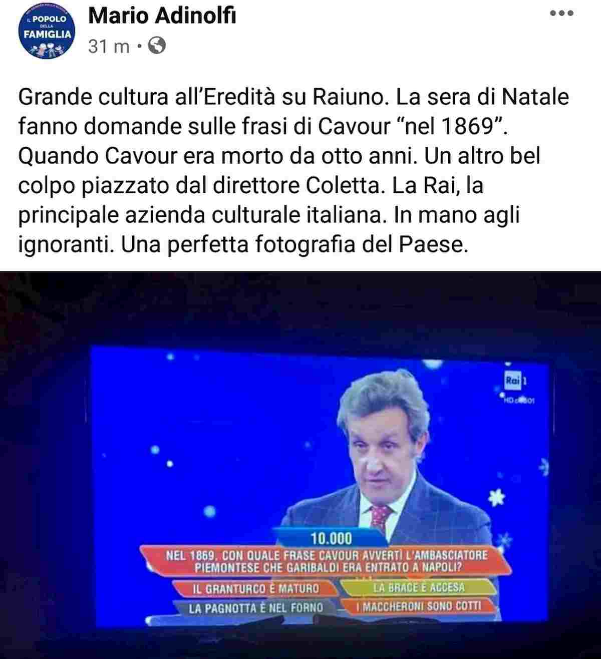 mario adinolfi critica l'eredità