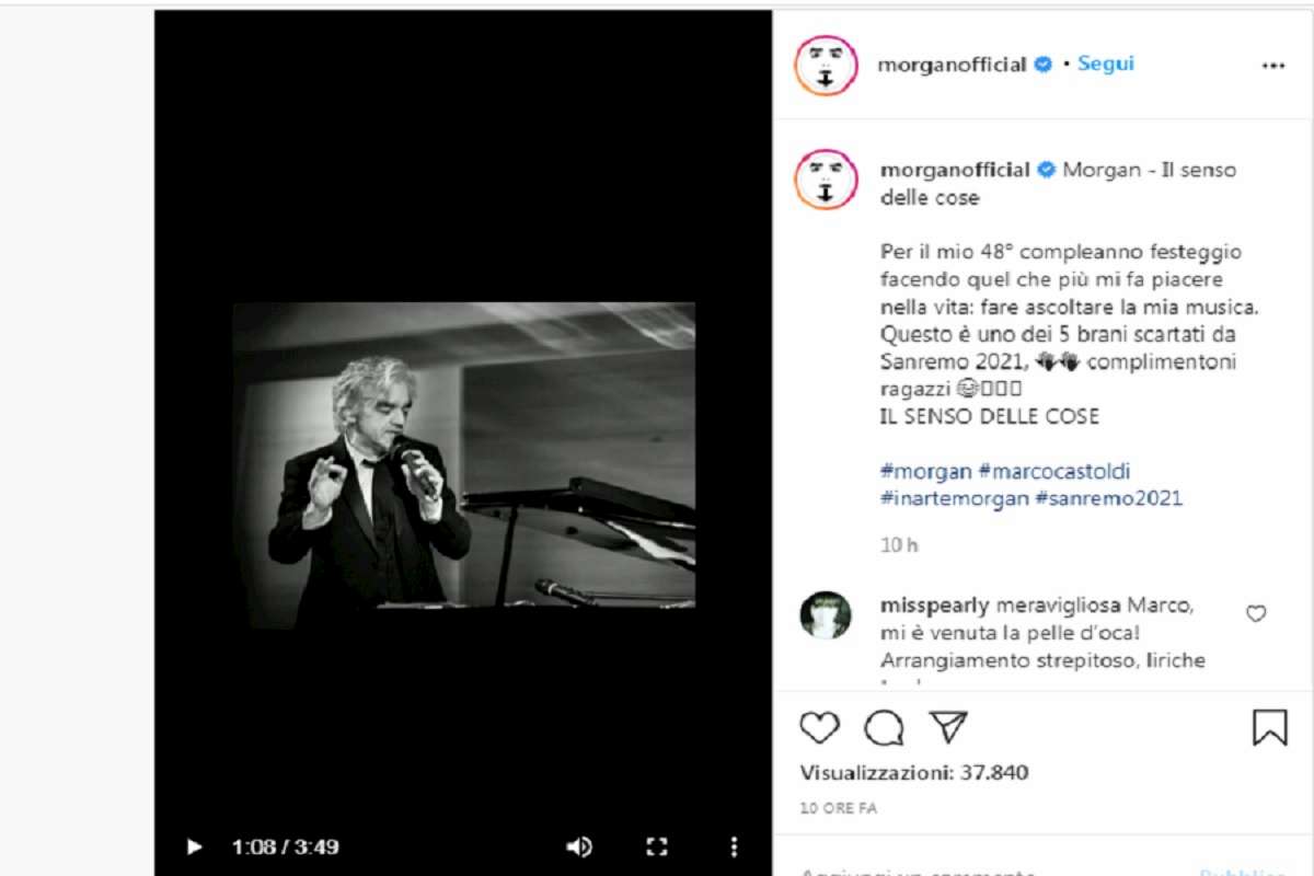 morgan, canzone sanremo 2021